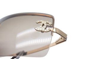 CHANEL シャネル サングラス ココマーク 4104-B ラインストーン グラデーションレンズ 62□15 ブラウン ゴールド 美品 中古 59783