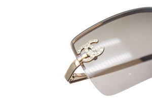 CHANEL シャネル サングラス ココマーク 4104-B ラインストーン グラデーションレンズ 62□15 ブラウン ゴールド 美品 中古 59783