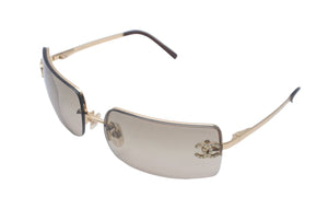 CHANEL シャネル サングラス ココマーク 4104-B ラインストーン グラデーションレンズ 62□15 ブラウン ゴールド 美品 中古 59783