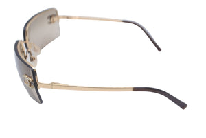CHANEL シャネル サングラス ココマーク 4104-B ラインストーン グラデーションレンズ 62□15 ブラウン ゴールド 美品 中古 59783