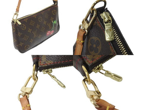 極美品 LOUIS VUITTON ルイヴィトン ポシェット アクセソワール ブラウン モノグラム チェリー 村上隆 M95008 中古 59790