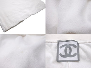CHANEL シャネル パンツ ストレート ココマーク スポーツライン P34154 パイル生地 ホワイト 良品 中古 59798