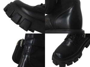 PRADA プラダ モノリスブーツ ブラック ポーチ付き Re-Nylon レザー 1T255M_3LJS_F0002_F_B055 サイズ37 美品 中古 59808