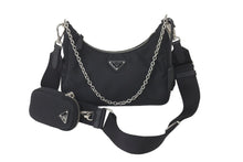画像をギャラリービューアに読み込む, PRADA プラダ ホーボー チェーン 2WAY ショルダーバッグ RE-EDITION 2005 ブラック ナイロン 1BH204 美品 中古 59811 