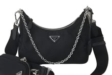 画像をギャラリービューアに読み込む, PRADA プラダ ホーボー チェーン 2WAY ショルダーバッグ RE-EDITION 2005 ブラック ナイロン 1BH204 美品 中古 59811 
