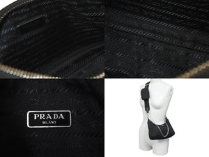PRADA プラダ ホーボー チェーン 2WAY ショルダーバッグ RE-EDITION 2005 ブラック ナイロン 1BH204 美品 中古 59811 