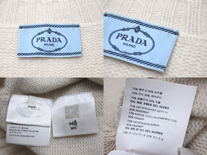 PRADA プラダ ニット クルーネック セーター 21SS ベージュ ウール カシミヤ サイズ38 P24G1V 美品 中古 59813
