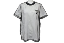 Load image into Gallery viewer, PRADA プラダ 22SS チュールレイヤード 半袖Ｔシャツ ブラック ホワイト 3579AR ロゴ メッシュ サイズXS 中古 59814