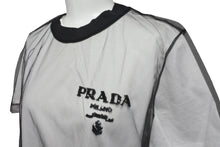 Load image into Gallery viewer, PRADA プラダ 22SS チュールレイヤード 半袖Ｔシャツ ブラック ホワイト 3579AR ロゴ メッシュ サイズXS 中古 59814