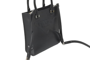 PRADA プラダ 2way ハンド ショルダー バッグ ブラック レザー 1BA333 シルバー金具 美品 中古 59818
