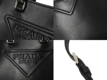 Load image into Gallery viewer, PRADA プラダ 2way ハンド ショルダー バッグ ブラック レザー 1BA333 シルバー金具 美品 中古 59818