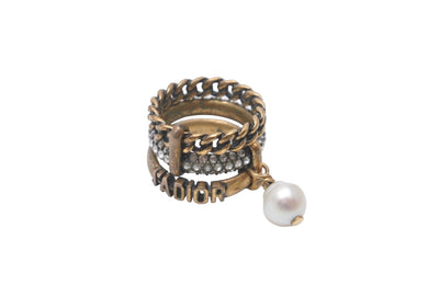 Christian Dior クリスチャンディオール J`Adior ジャディオール リング 三連リング 8号 ゴールドカラー 良品 中古 59822