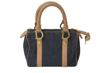 Load image into Gallery viewer, 極美品 Christian Dior クリスチャンディオール ハンドバッグ D金具 PZ0301 デニム レザー ネイビー ベージュ 中古 59826