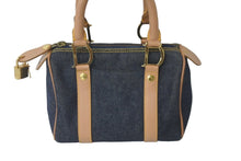Load image into Gallery viewer, 極美品 Christian Dior クリスチャンディオール ハンドバッグ D金具 PZ0301 デニム レザー ネイビー ベージュ 中古 59826