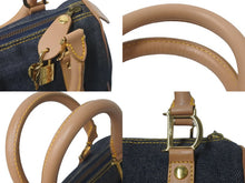Load image into Gallery viewer, 極美品 Christian Dior クリスチャンディオール ハンドバッグ D金具 PZ0301 デニム レザー ネイビー ベージュ 中古 59826