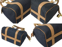 Load image into Gallery viewer, 極美品 Christian Dior クリスチャンディオール ハンドバッグ D金具 PZ0301 デニム レザー ネイビー ベージュ 中古 59826