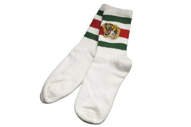 GUCCI グッチ ソックス靴下 タイガーヘッド刺繍 ホワイト レッド グリーン 450039 4G482 9066 美品 中古 59833 