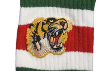 画像をギャラリービューアに読み込む, GUCCI グッチ ソックス靴下 タイガーヘッド刺繍 ホワイト レッド グリーン 450039 4G482 9066 美品 中古 59833 