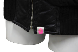 A BATHING APE アベイシングエイプ ダウンジャケット レザー ブラック 牛革 レディース サイズTALL 美品 中古 59841 