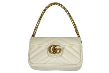 Load image into Gallery viewer, GUCCI グッチ GGマーモント ミニミニバッグ チェーン ポーチ ホワイト レザー 575161 ゴールド金具 美品 中古 59846