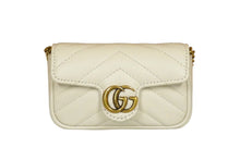 Load image into Gallery viewer, GUCCI グッチ GGマーモント ミニミニバッグ チェーン ポーチ ホワイト レザー 575161 ゴールド金具 美品 中古 59846
