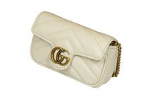Load image into Gallery viewer, GUCCI グッチ GGマーモント ミニミニバッグ チェーン ポーチ ホワイト レザー 575161 ゴールド金具 美品 中古 59846