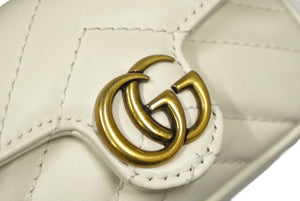 GUCCI グッチ GGマーモント ミニミニバッグ チェーン ポーチ ホワイト レザー 575161 ゴールド金具 美品 中古 59846