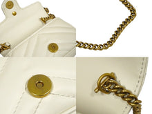 Load image into Gallery viewer, GUCCI グッチ GGマーモント ミニミニバッグ チェーン ポーチ ホワイト レザー 575161 ゴールド金具 美品 中古 59846