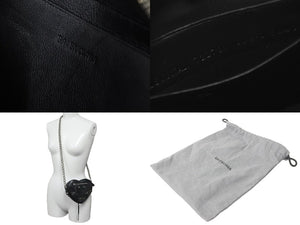 極美品 BALENCIAGA バレンシアガ ショルダーバッグ ルカゴール ハートミニ 722781 チェーンショルダー シルバー金具 中古 59850