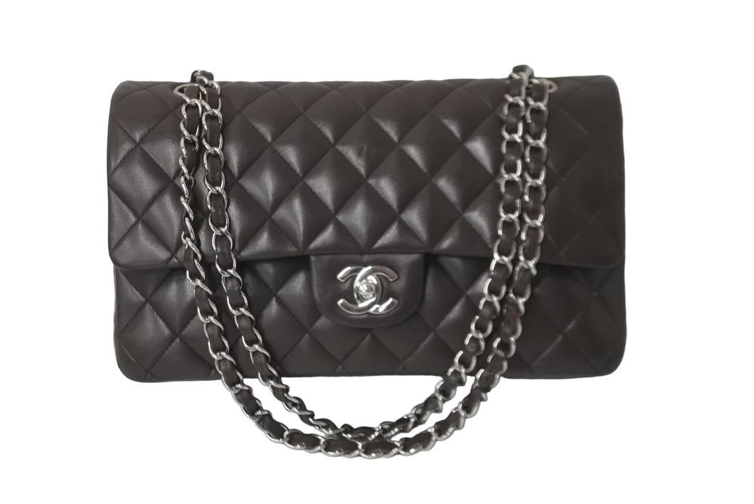 CHANEL マトラッセWフラップチェーンショルダー 9番台 25cm ショルダーバッグ ブラウン×シルバー金具 ラムスキン 美品 中古 59860