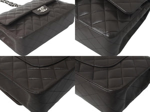 CHANEL マトラッセWフラップチェーンショルダー 9番台 25cm ショルダーバッグ ブラウン×シルバー金具 ラムスキン 美品 中古 59860