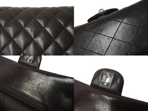 CHANEL マトラッセWフラップチェーンショルダー 9番台 25cm ショルダーバッグ ブラウン×シルバー金具 ラムスキン 美品 中古 59860