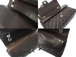 CHANEL マトラッセWフラップチェーンショルダー 9番台 25cm ショルダーバッグ ブラウン×シルバー金具 ラムスキン 美品 中古 59860