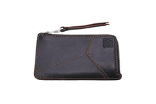 Load image into Gallery viewer, LOEWE ロエベ コインケース カードホルダー カーフスキン カラーステッチ ブラック ブラウン シルバー金具 良品 中古 59866