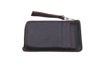 Load image into Gallery viewer, LOEWE ロエベ コインケース カードホルダー カーフスキン カラーステッチ ブラック ブラウン シルバー金具 良品 中古 59866