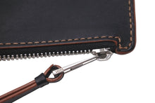 Load image into Gallery viewer, LOEWE ロエベ コインケース カードホルダー カーフスキン カラーステッチ ブラック ブラウン シルバー金具 良品 中古 59866