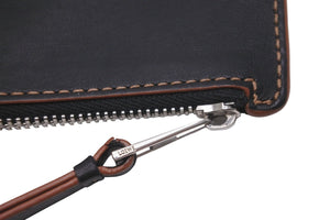 LOEWE ロエベ コインケース カードホルダー カーフスキン カラーステッチ ブラック ブラウン シルバー金具 良品 中古 59866