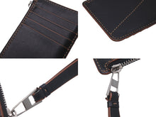 Load image into Gallery viewer, LOEWE ロエベ コインケース カードホルダー カーフスキン カラーステッチ ブラック ブラウン シルバー金具 良品 中古 59866