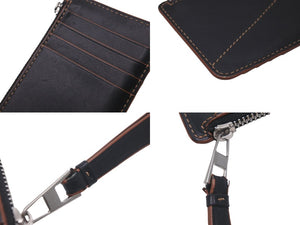 LOEWE ロエベ コインケース カードホルダー カーフスキン カラーステッチ ブラック ブラウン シルバー金具 良品 中古 59866