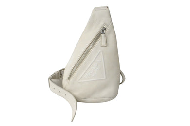PRADA プラダ ボディバッグ スリングバッグ 2VZ098 2BBE V_OL エンボス加工 ヴィッテロダイノレザー ホワイト 美品 中古 59868 