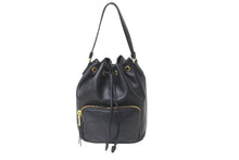Load image into Gallery viewer, PRADA プラダ 2WAYハンドバッグ ショルダーストラップ付き 巾着型 1BH038 カーフスキン ブラック ルーマニア製 美品 中古 59870