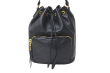 Load image into Gallery viewer, PRADA プラダ 2WAYハンドバッグ ショルダーストラップ付き 巾着型 1BH038 カーフスキン ブラック ルーマニア製 美品 中古 59870