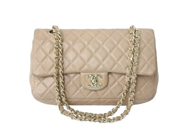 CHANEL シャネル ショルダーバッグ マトラッセ 25 ダブルフラップ 12番台 ベージュ ラムスキン ゴールド金具 良品 中古 59874