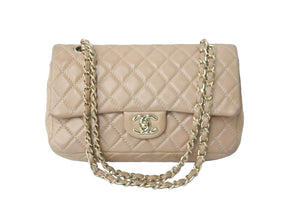 CHANEL シャネル ショルダーバッグ マトラッセ 25 ダブルフラップ 12番台 ベージュ ラムスキン ゴールド金具 良品 中古 59874