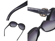 Load image into Gallery viewer, BVLGARI ブルガリ サングラス サイズ57◻︎16 135 3N プラスチック ブラック シルバー金具 8077 501/8G 美品 中古 59887