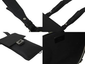 極美品 FENDI フェンディショルダーバッグ スマホケース FFロゴ ブラック レザー 7AS034 ADYW シルバー金具 中古 59889 