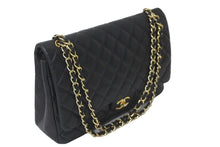 Load image into Gallery viewer, CHANEL シャネル Wフラップチェーンショルダーバッグ デカマトラッセ 33cm 16番台 ラムスキン ブラック ゴールド 美品 中古 59894