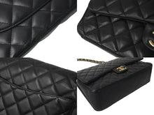 Load image into Gallery viewer, CHANEL シャネル Wフラップチェーンショルダーバッグ デカマトラッセ 33cm 16番台 ラムスキン ブラック ゴールド 美品 中古 59894