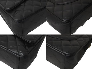 CHANEL シャネル Wフラップチェーンショルダーバッグ デカマトラッセ 33cm 16番台 ラムスキン ブラック ゴールド 美品 中古 59894
