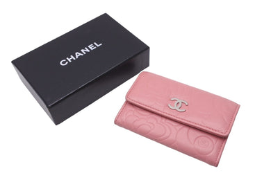 CHANEL シャネル 名刺入れ コインケース カメリア 16番台 ココマーク ピンク シルバー金具 美品 中古 59900